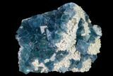 Cubic, Blue-Green Fluorite Crystals on Quartz - China #142375-1